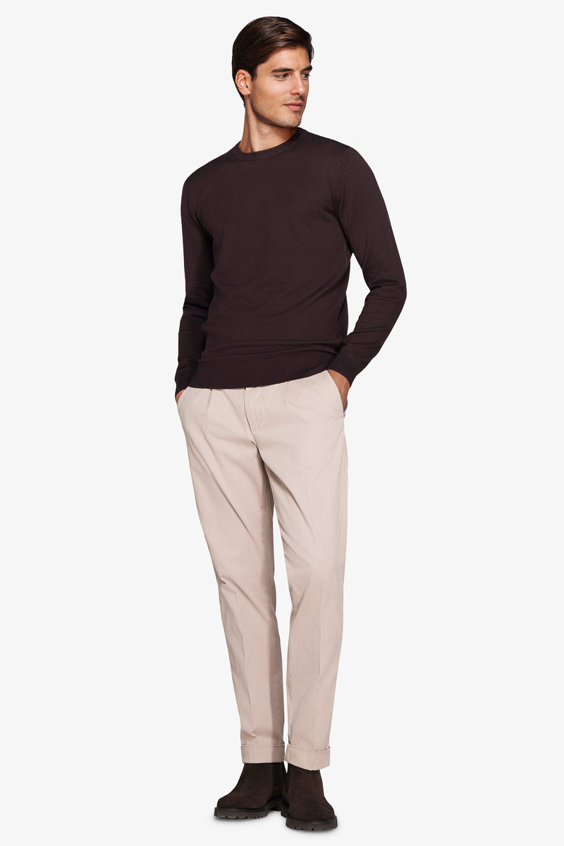 Maglia girocollo basic marrone