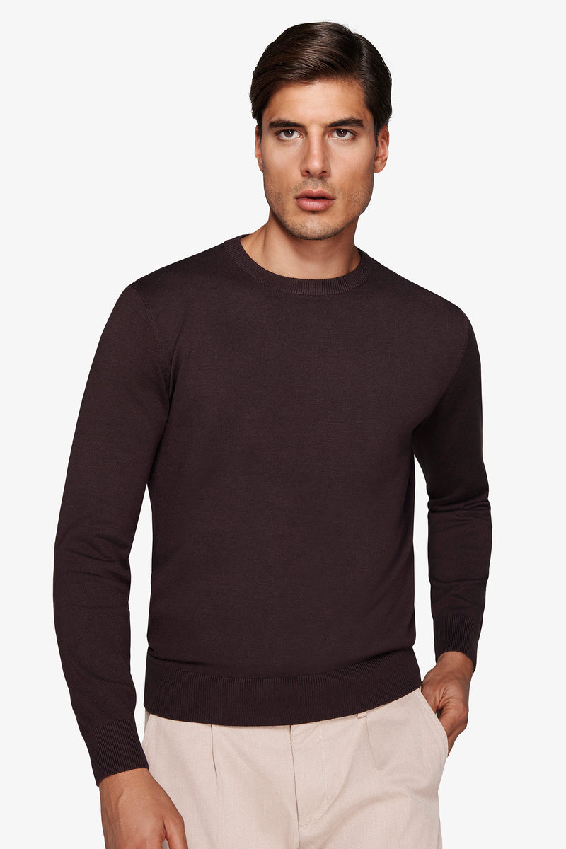 Maglia girocollo basic marrone