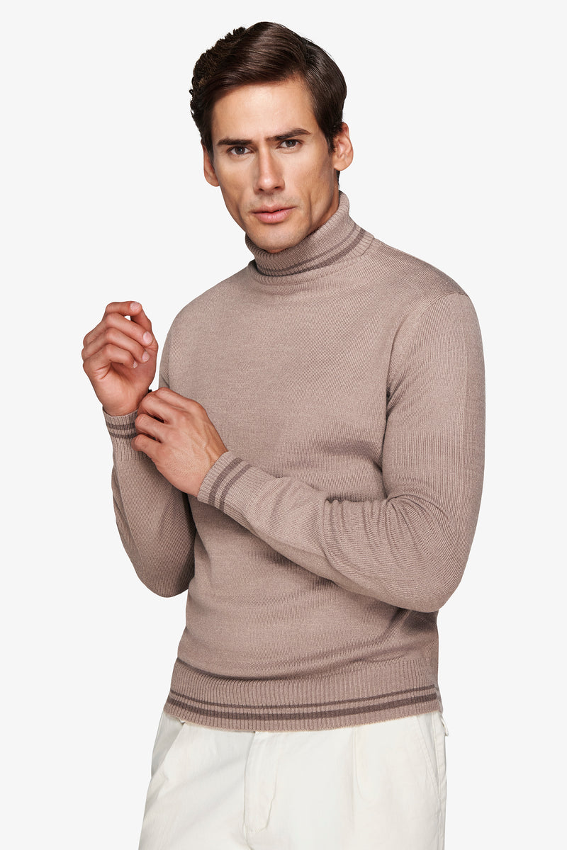 Maglia dolcevita lambswool tortora DNJ