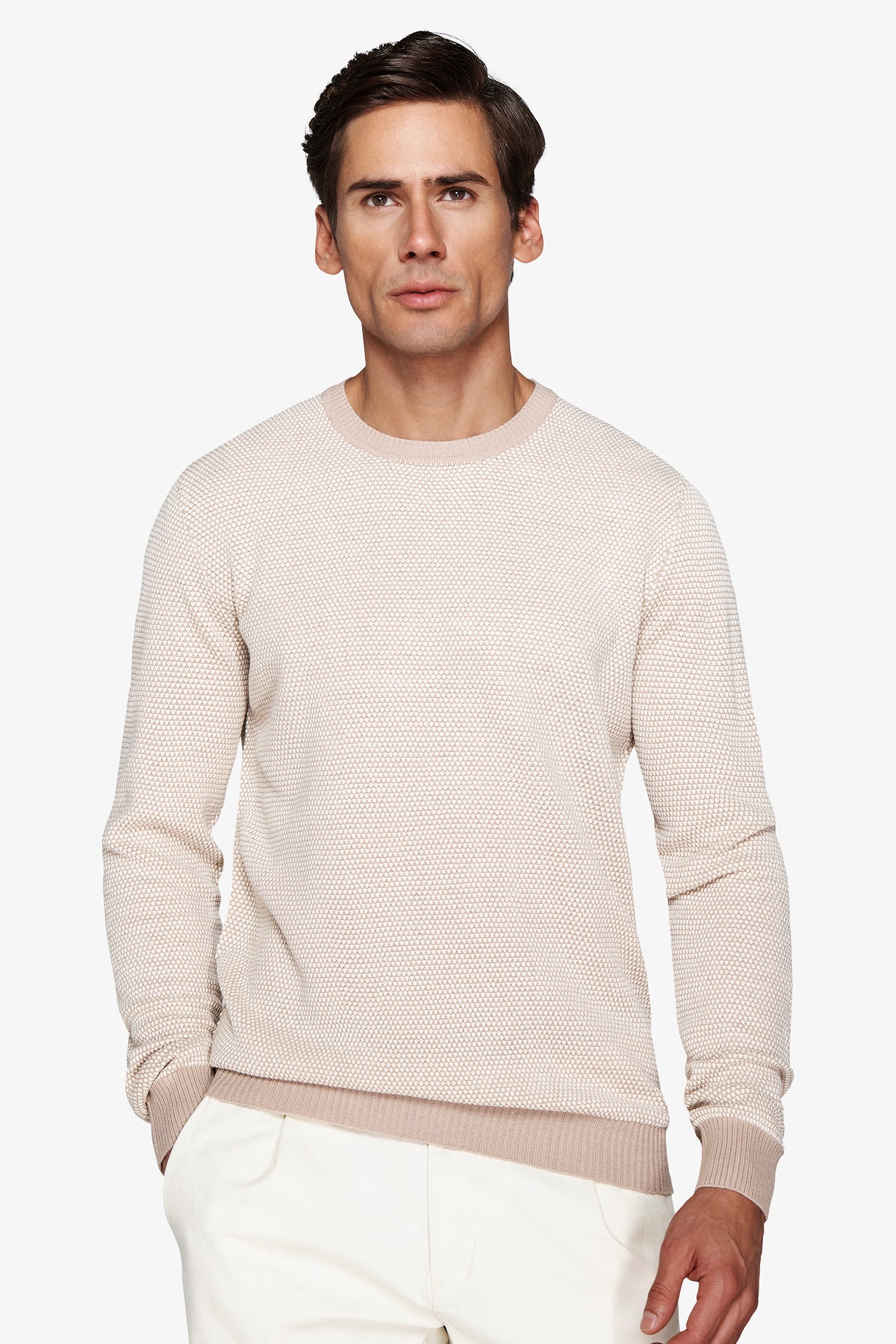 Maglia girocollo chicco riso bicolore corda