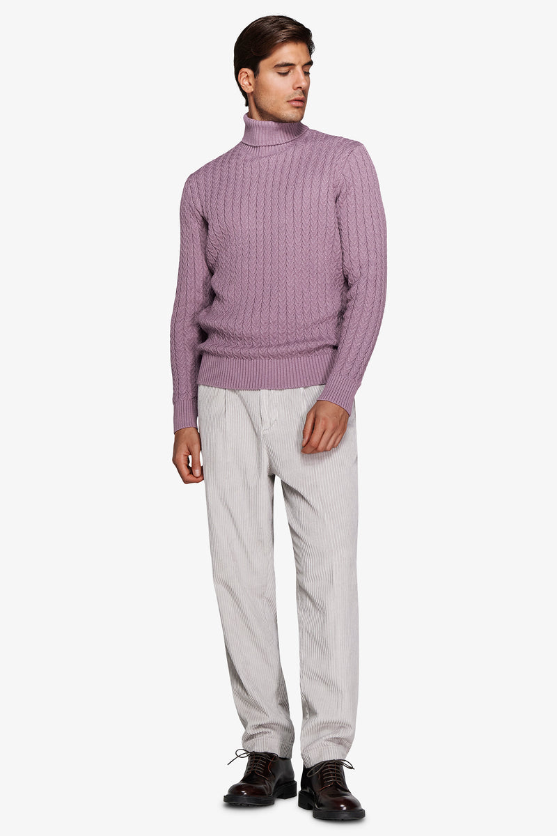 Maglia dolcevita a trecce cipolla