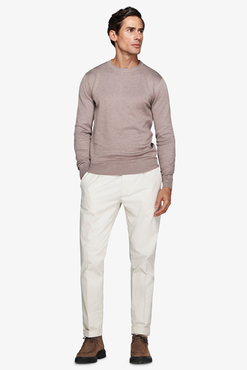 Maglia girocollo basic tortora