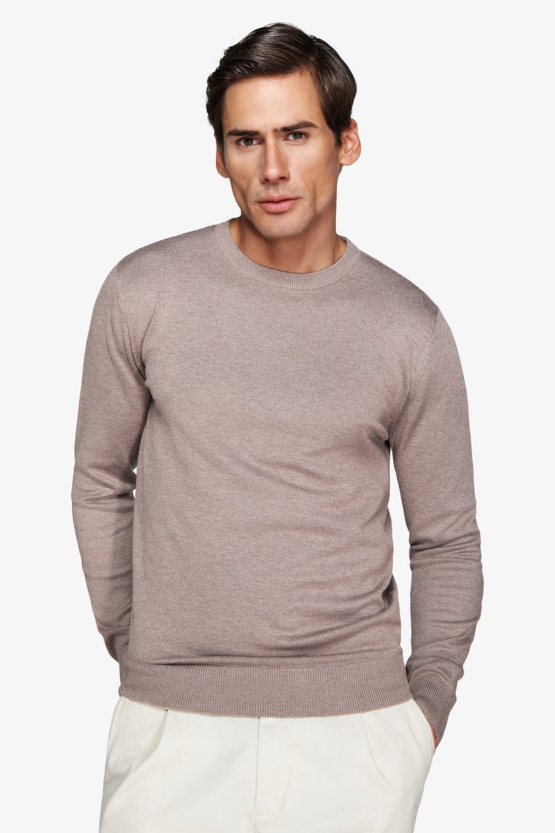 Maglia girocollo basic tortora