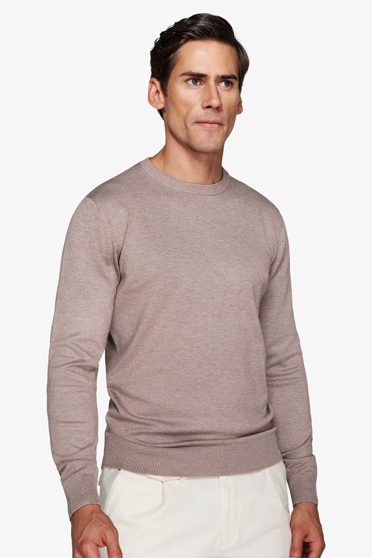 Maglia girocollo basic tortora