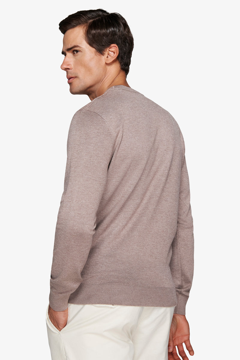 Maglia girocollo basic tortora