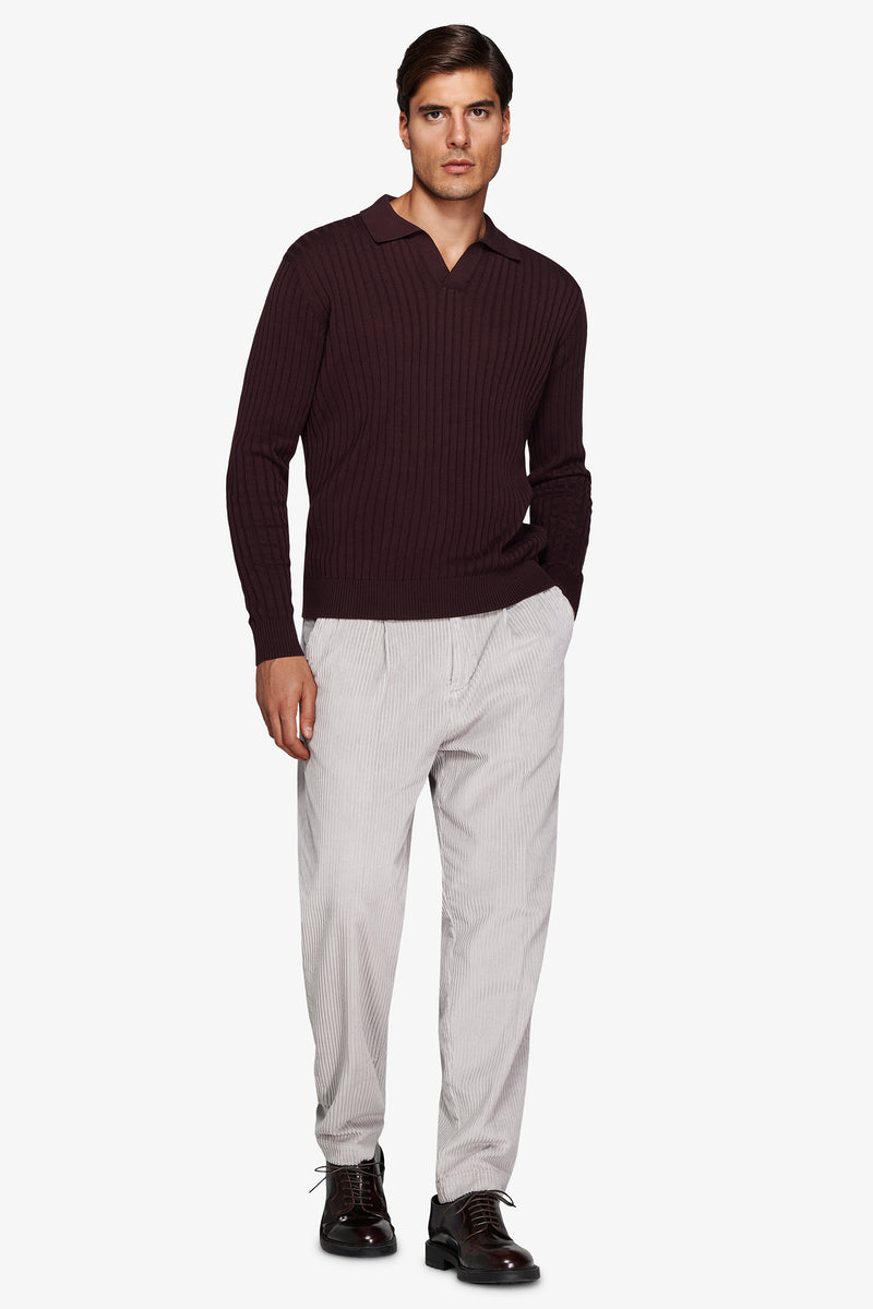 Polo in maglia costa piatta bordeaux