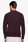 Pull bordeaux col rond, point torsadé placé