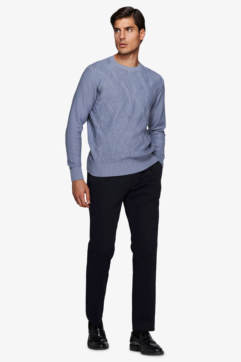 Maglia girocollo treccia piazzata carta da zucchero