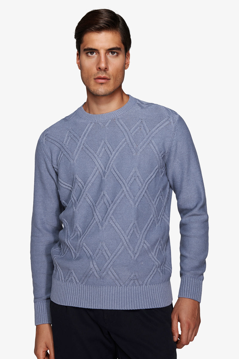 Maglia girocollo treccia piazzata carta da zucchero