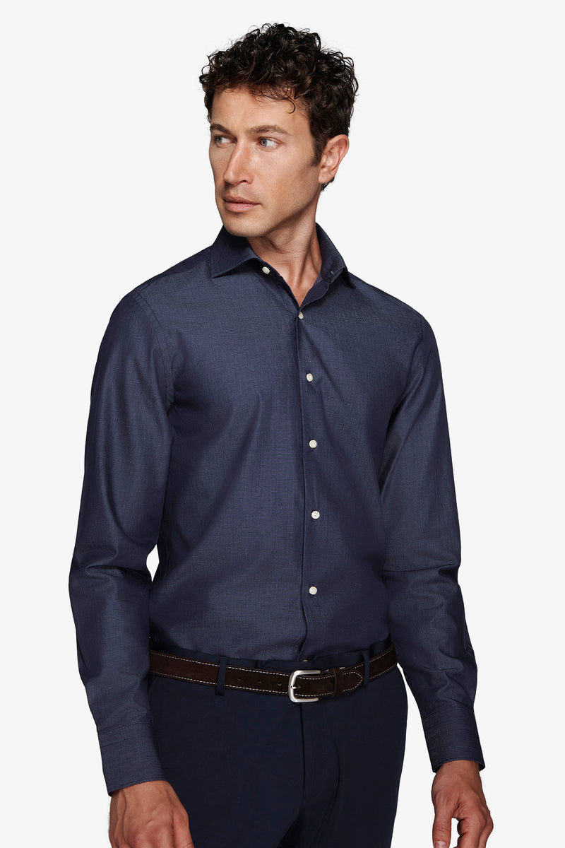 Camicia gabardina effetto denim slim