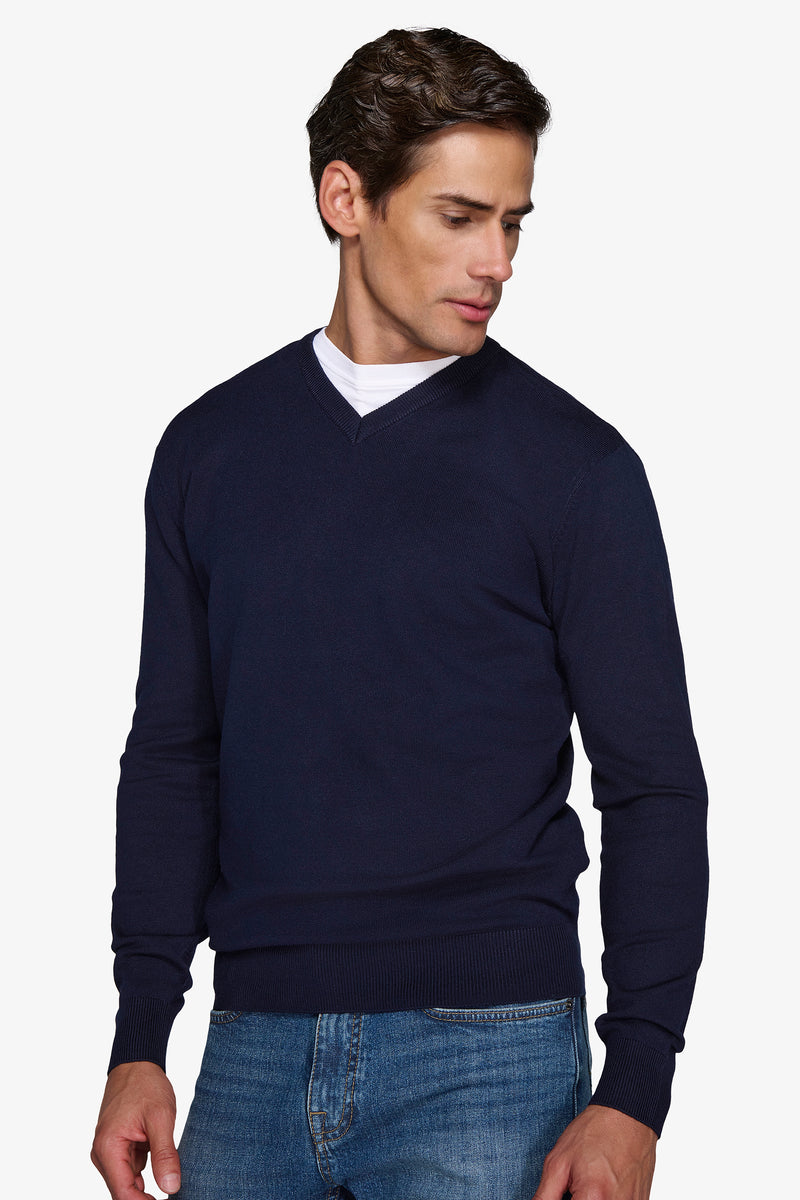 Maglia scollo a V blu