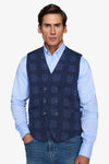 Gilet doppiopetto in maglia check avion