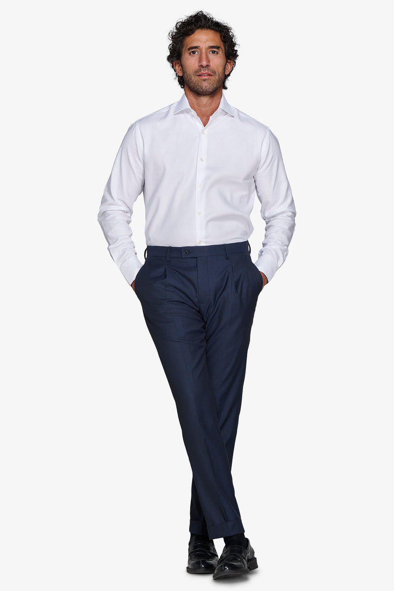 Camicia unita twill bianca slim