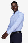 Light blue micro Pied de Poule shirt
