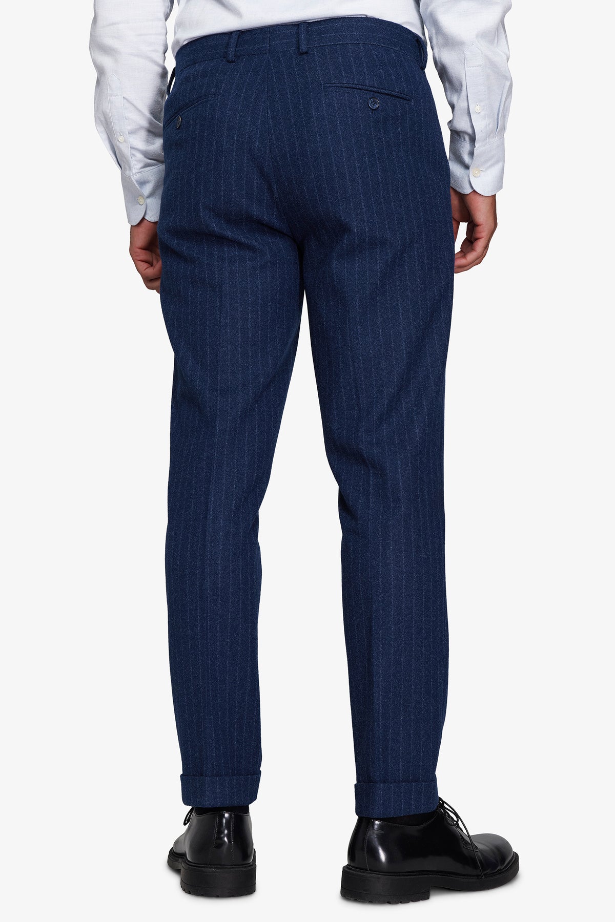 Pantaloni effetto flanella gessati avion