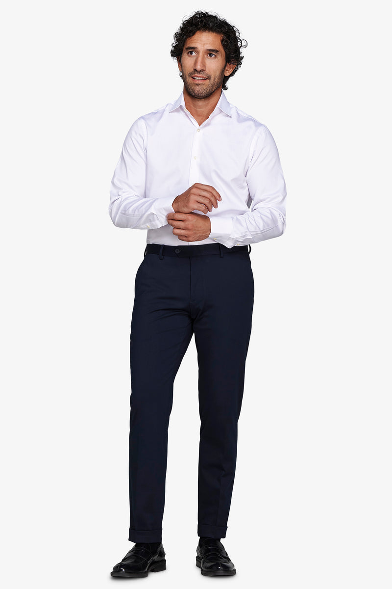 Camicia unita twill bianca slim