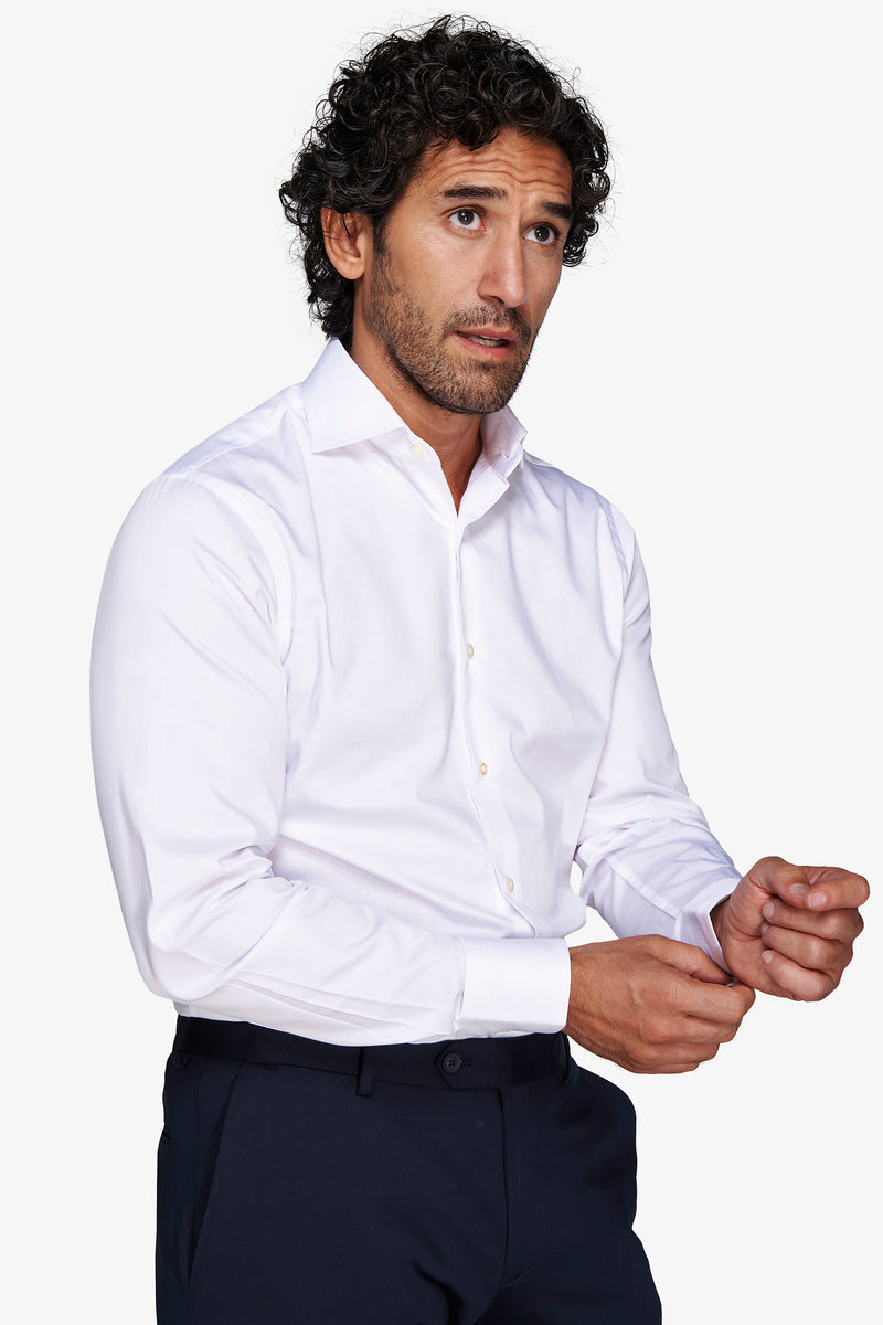Camicia unita twill bianca slim