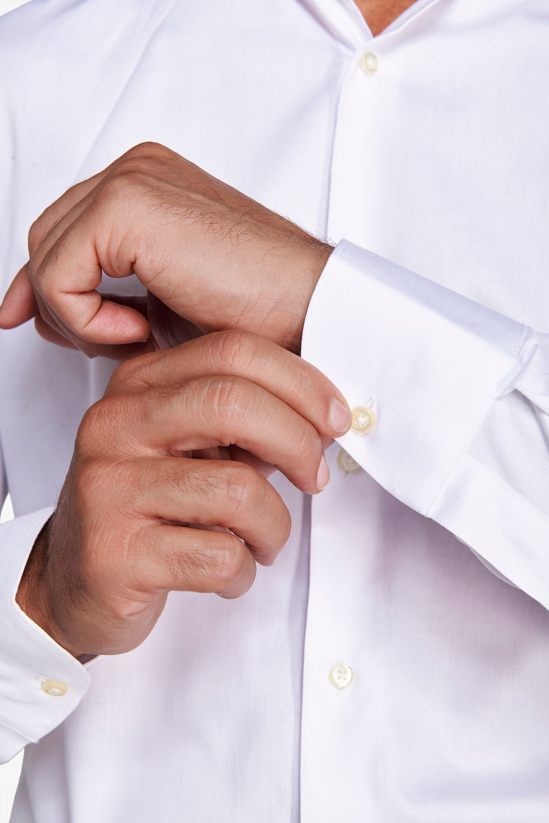 Camicia unita twill bianca slim