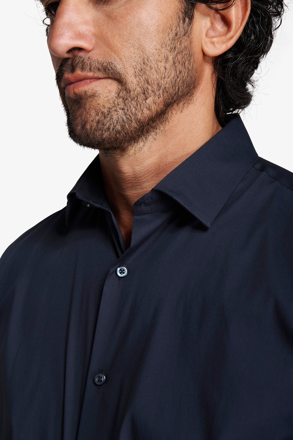 Camicia stretch unita blu slim