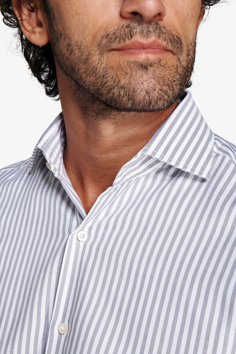 Gray striped textured shirt