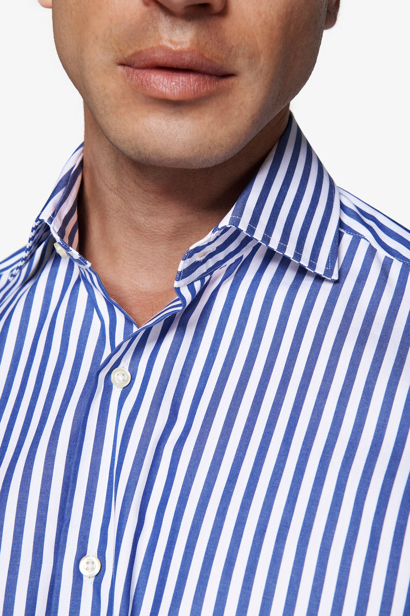 Camicia a righe medie indaco slim