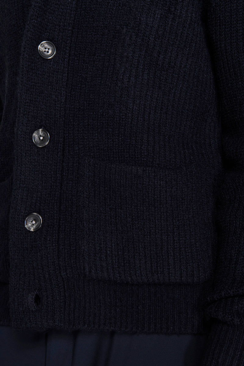 Cardigan collo sciallato blu