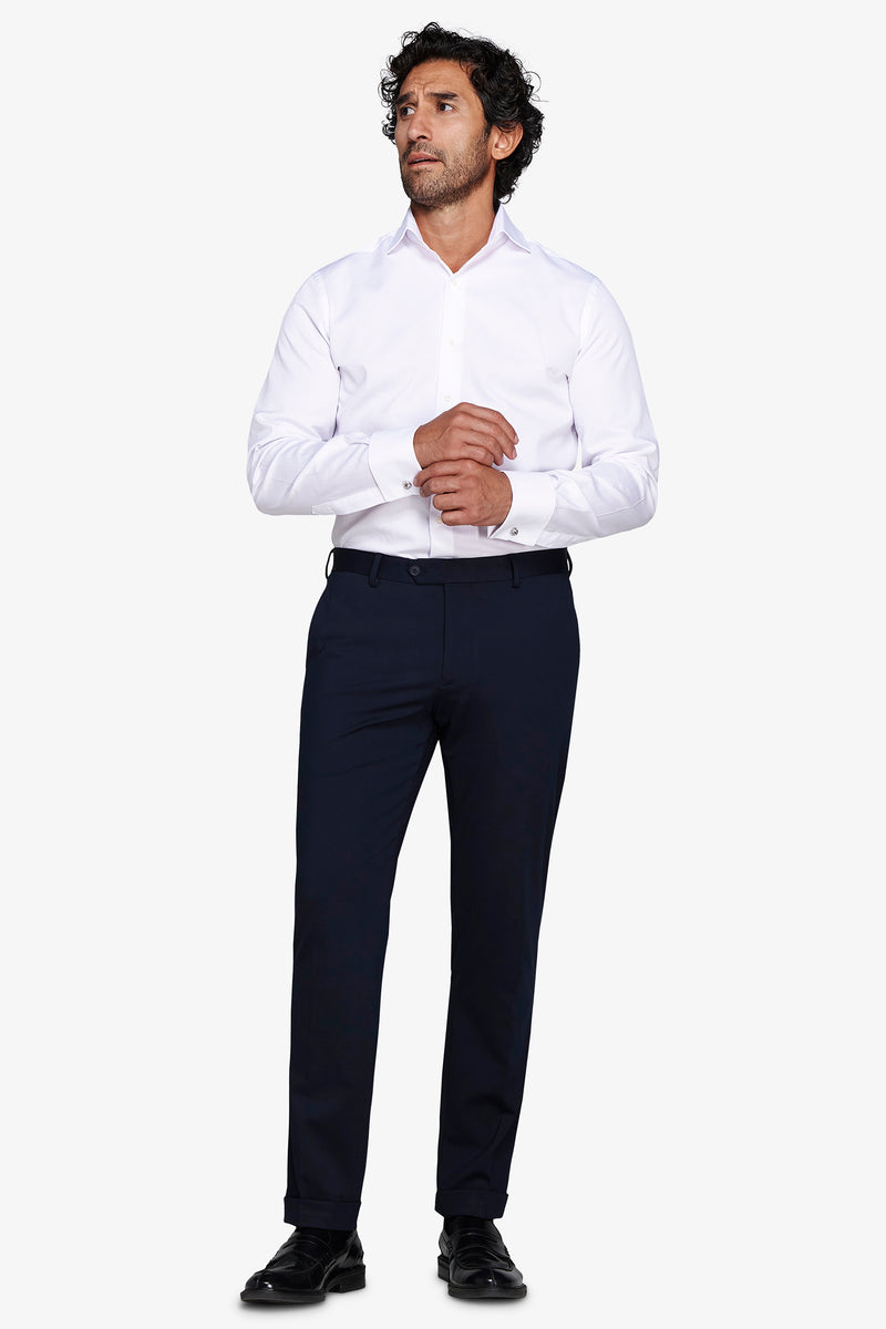 Camicia piquet polso gemelli bianca slim