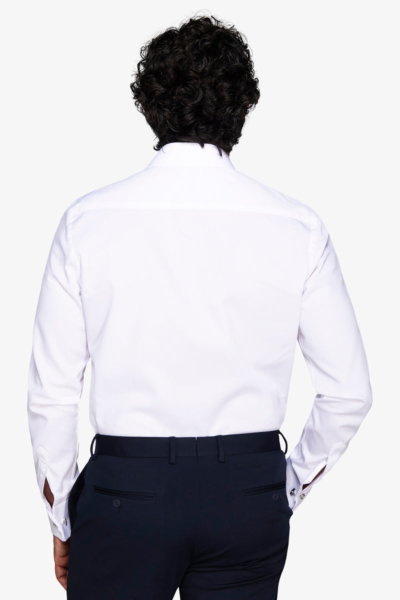 Camicia piquet polso gemelli bianca slim