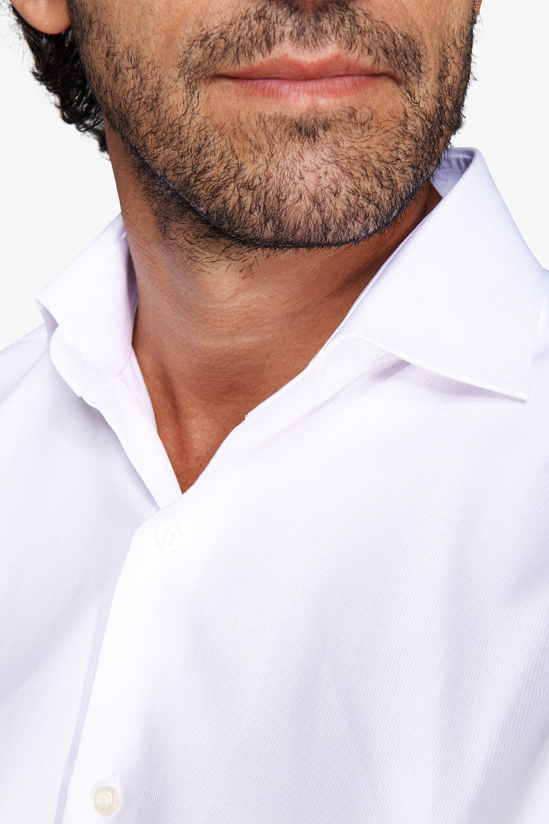 Camicia piquet polso gemelli bianca slim