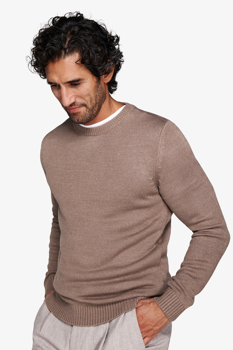 Maglia girocollo effetto lambswool tortora