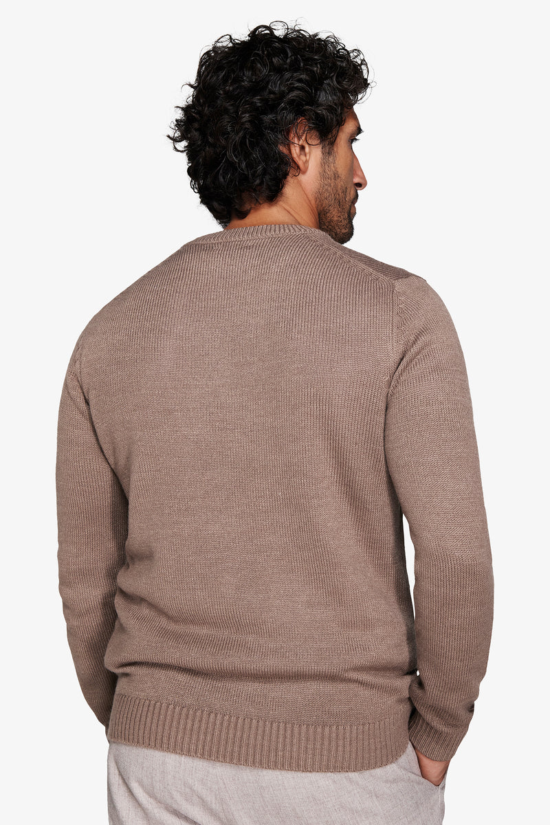 Maglia girocollo effetto lambswool tortora