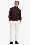 Pull col roulé côtelé bordeaux