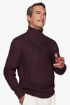 Pull col roulé côtelé bordeaux