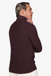 Pull col roulé côtelé bordeaux
