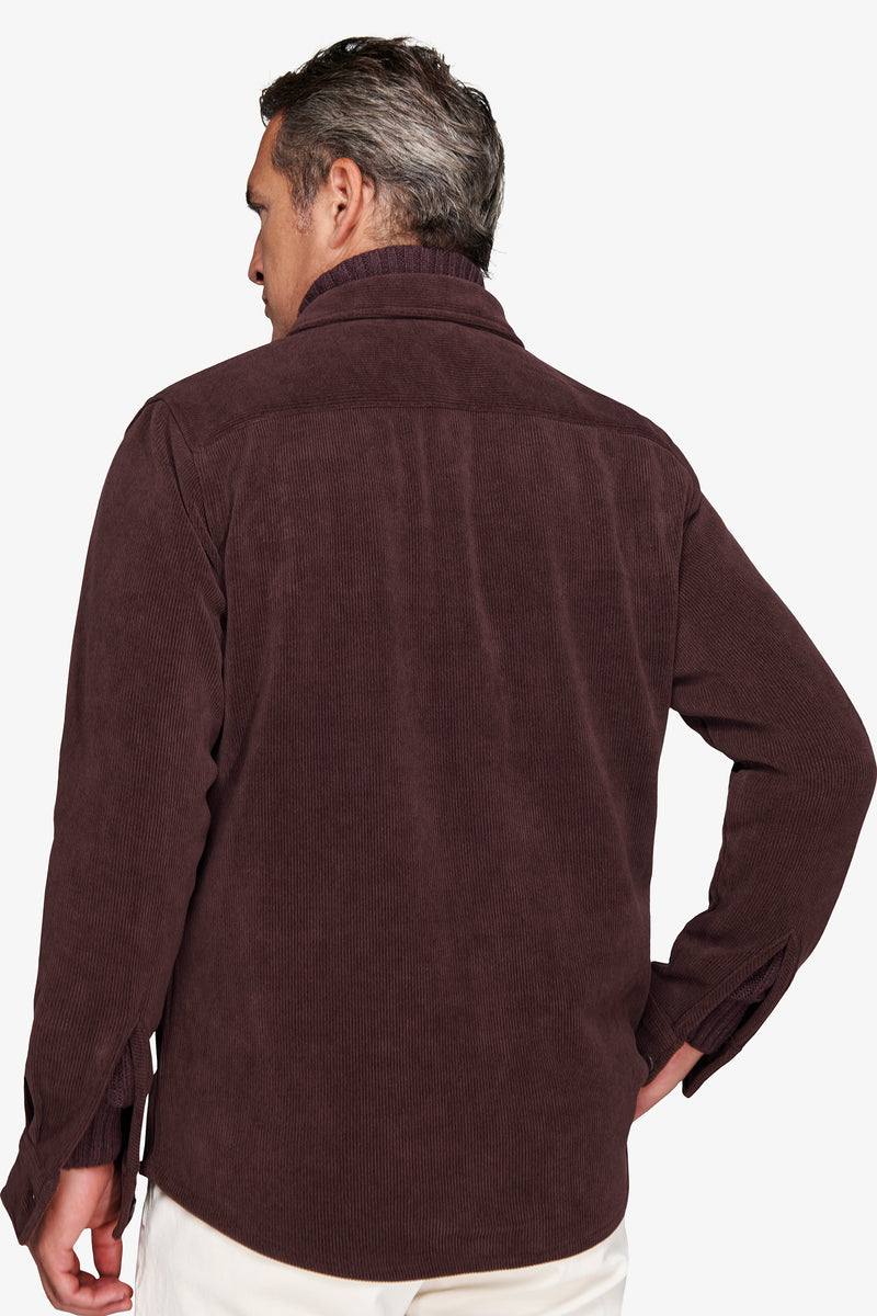 Overshirt effetto velluto a coste bordeaux