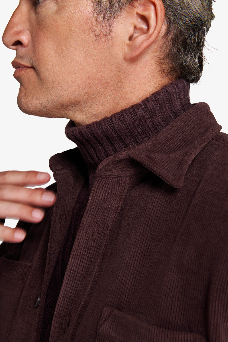 Overshirt effetto velluto a coste bordeaux