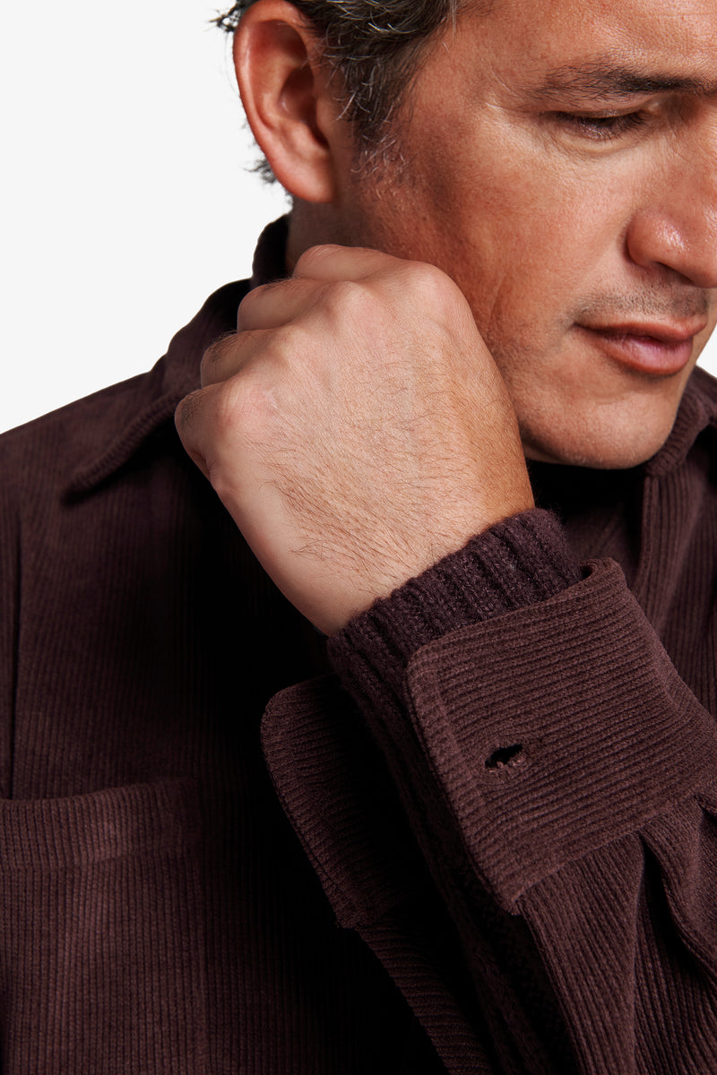 Overshirt effetto velluto a coste bordeaux
