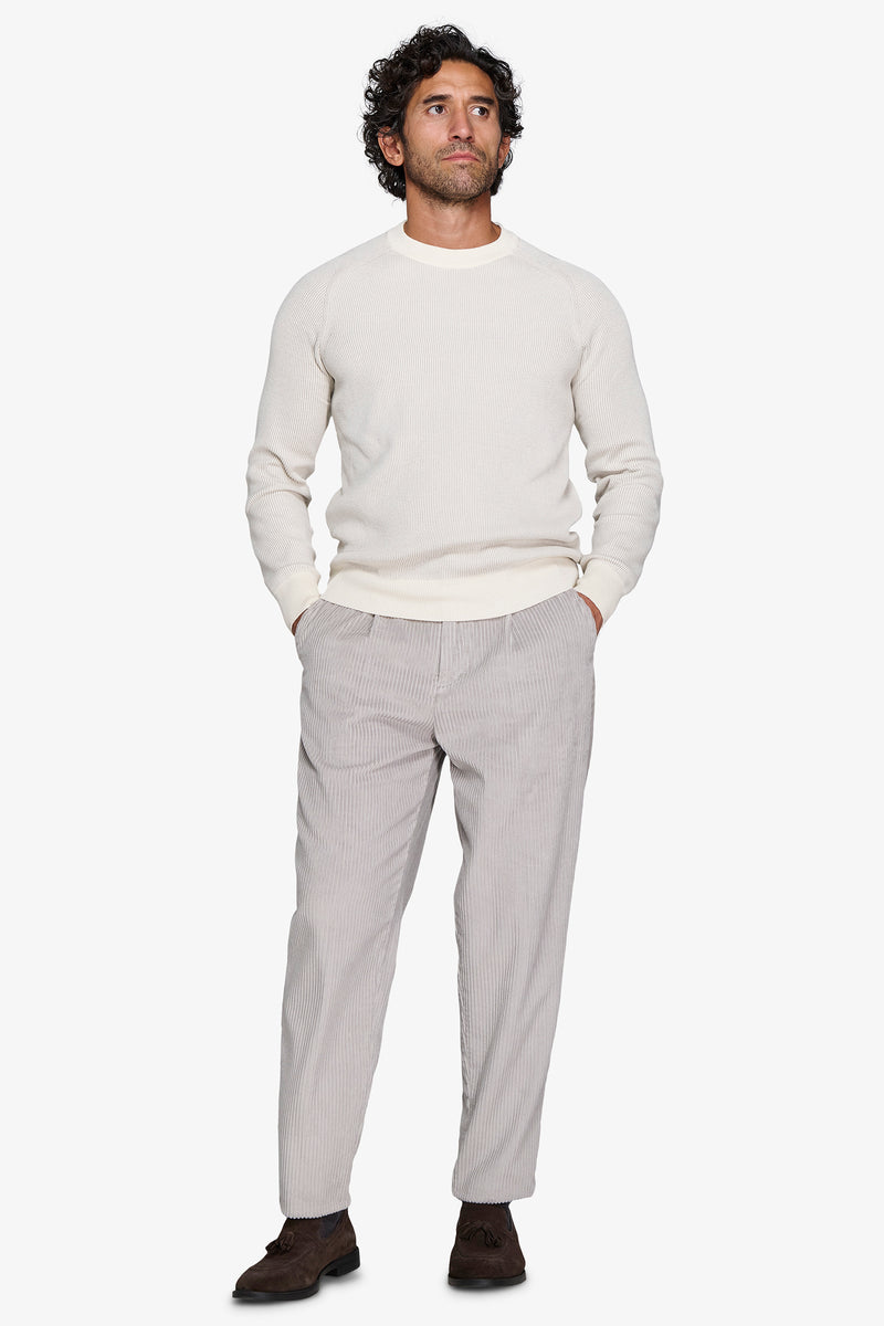 Maglia girocollo costina vanisè panna