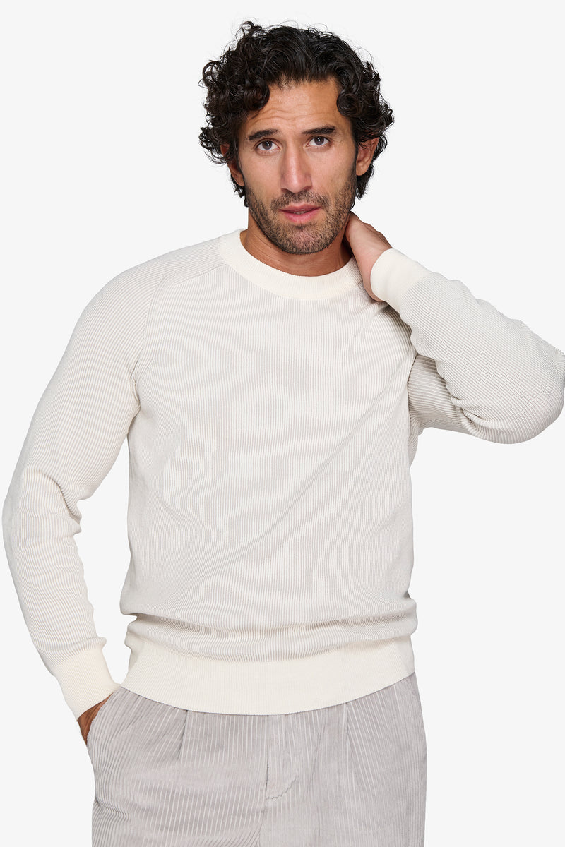 Maglia girocollo costina vanisè panna