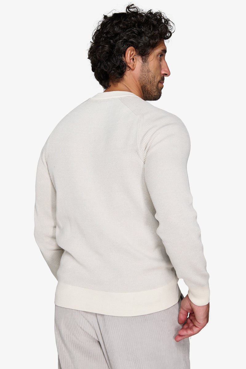 Maglia girocollo costina vanisè panna