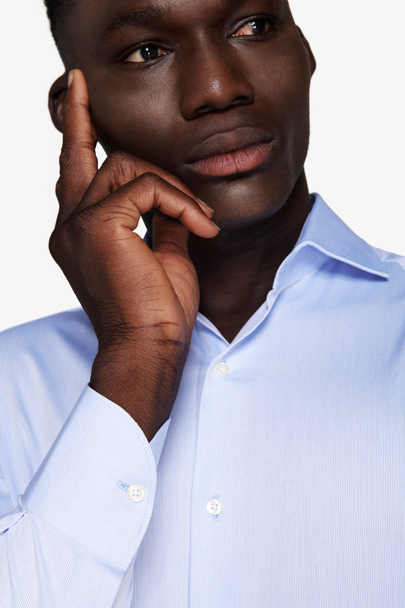 Camicia piquet celeste slim