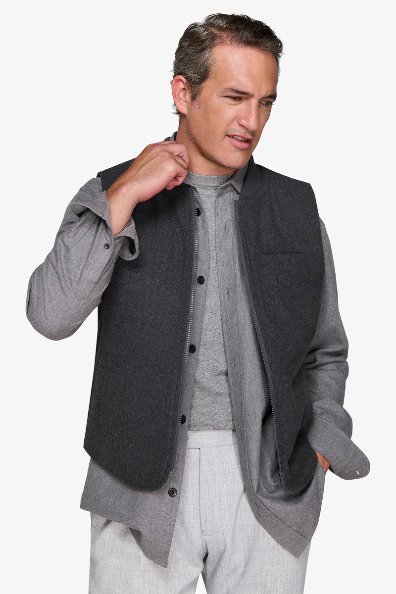Gilet effet flanelle gris moyen