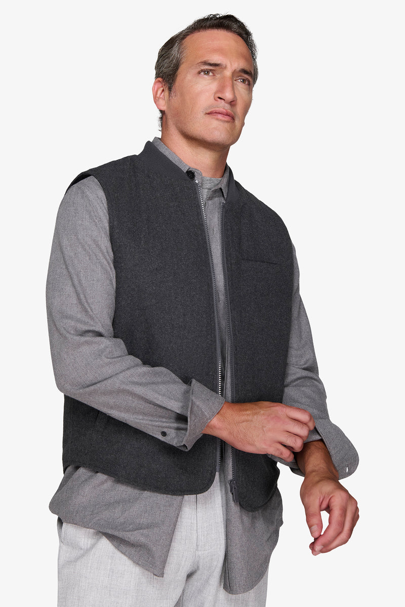 Gilet effet flanelle gris moyen