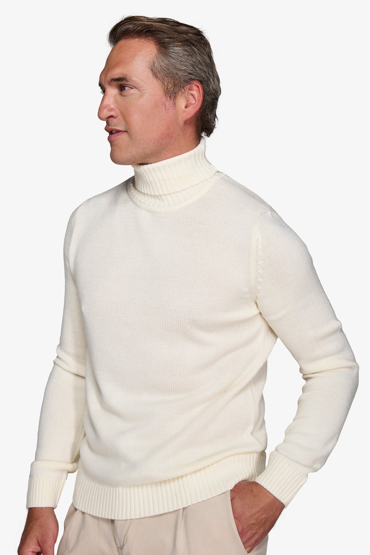 Maglia dolcevita effetto lambswool panna