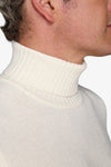 Pull à col roulé crème effet lambswool