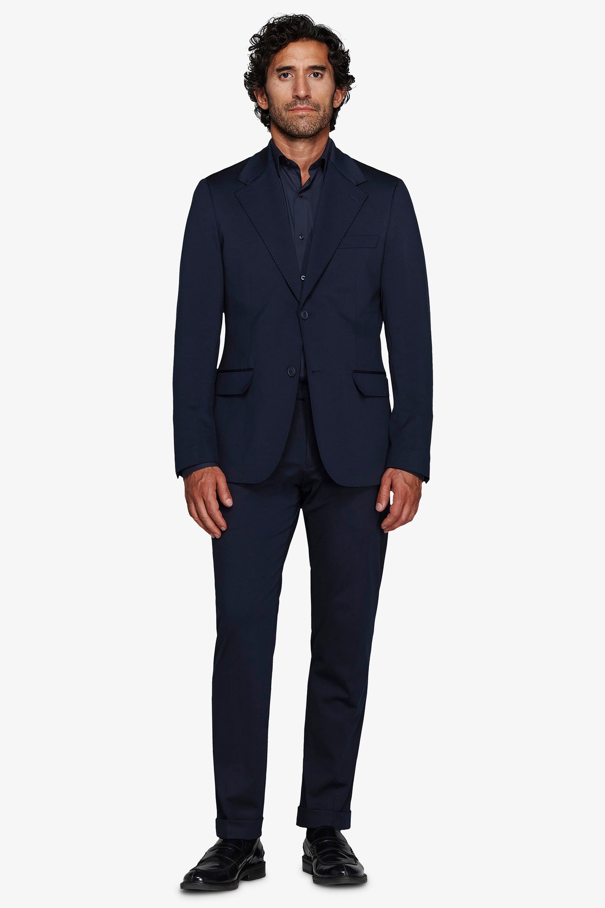 Giacca in jersey tecnico blu slim