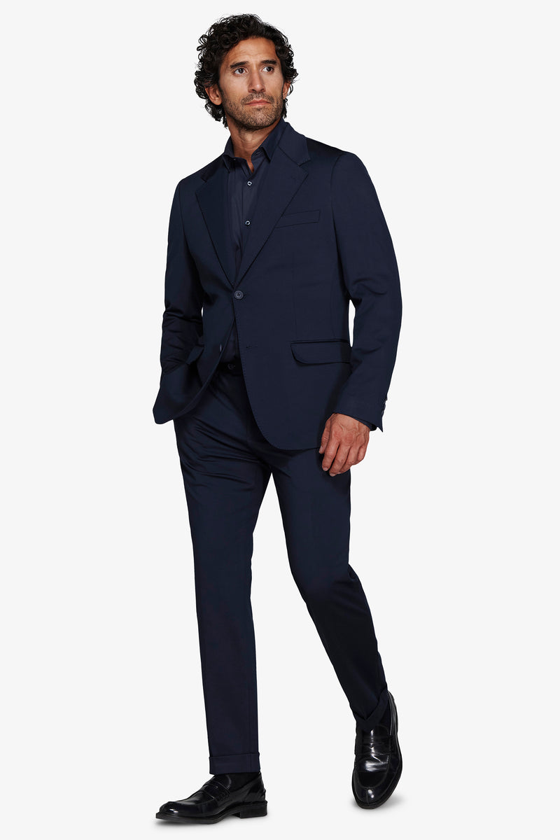 Giacca in jersey tecnico blu slim