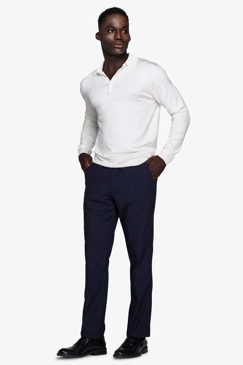 Polo in maglia con bottoni panna