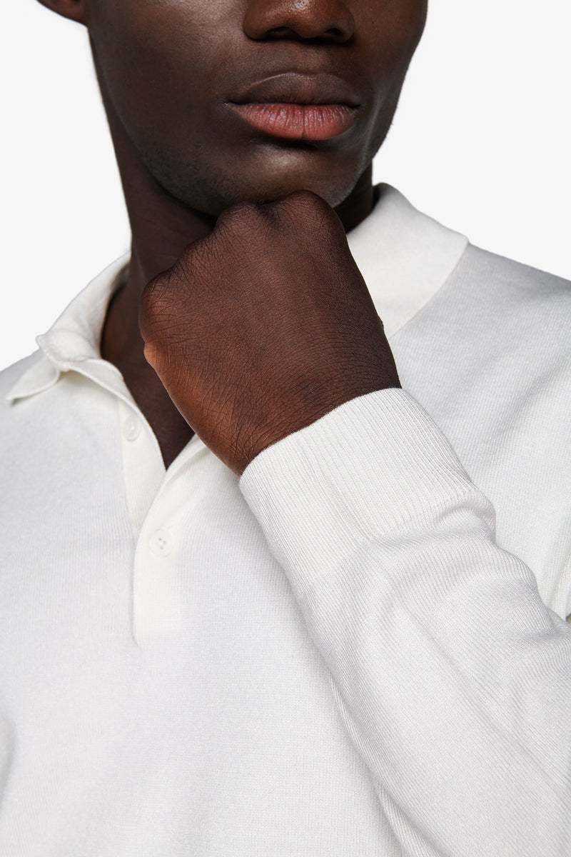 Polo in maglia con bottoni panna