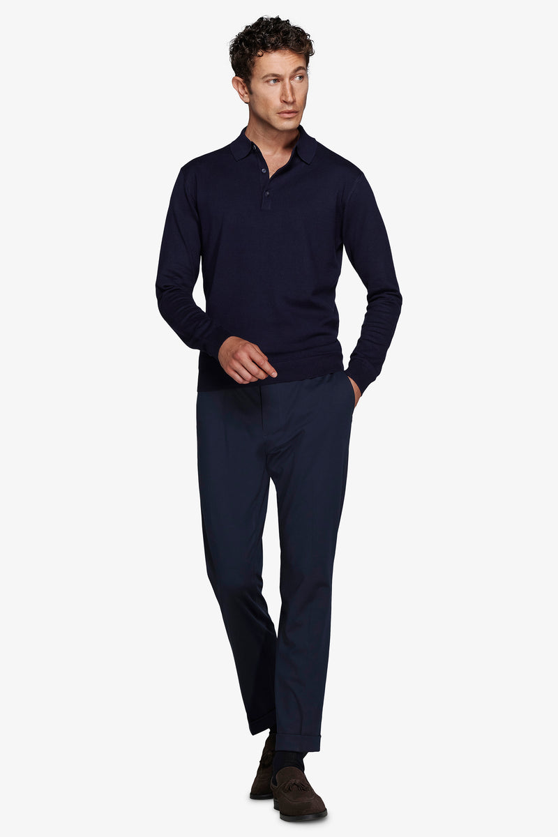 Polo in maglia con bottoni blu